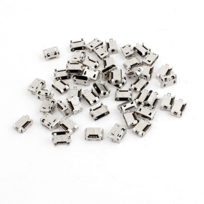 Connecteur micro USB B femelle a souder modéle 2(fixation 4 points 90°)(5 pattes longues pour l'USB)