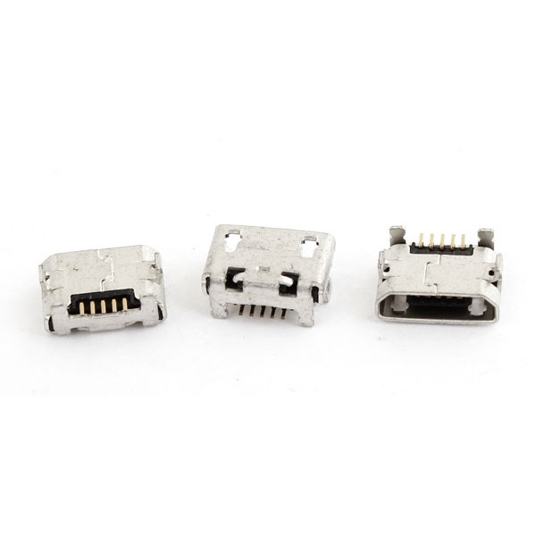 Connecteur micro USB B femelle a souder modéle 2(fixation 4 points 90°)(5 pattes longues pour l'USB)