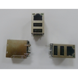 Connecteur USB/RJ45 COMBO Usb+2 Led RJ45 a souder