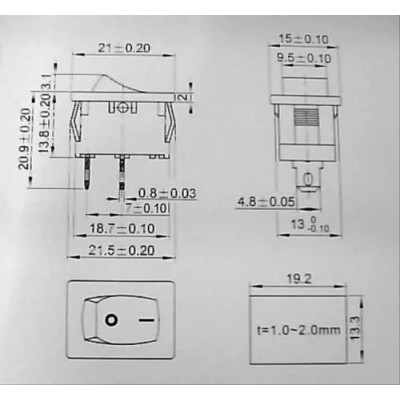 Switch , Interrupteur à bascule Marche / Arrêt (2 pin) Rouge