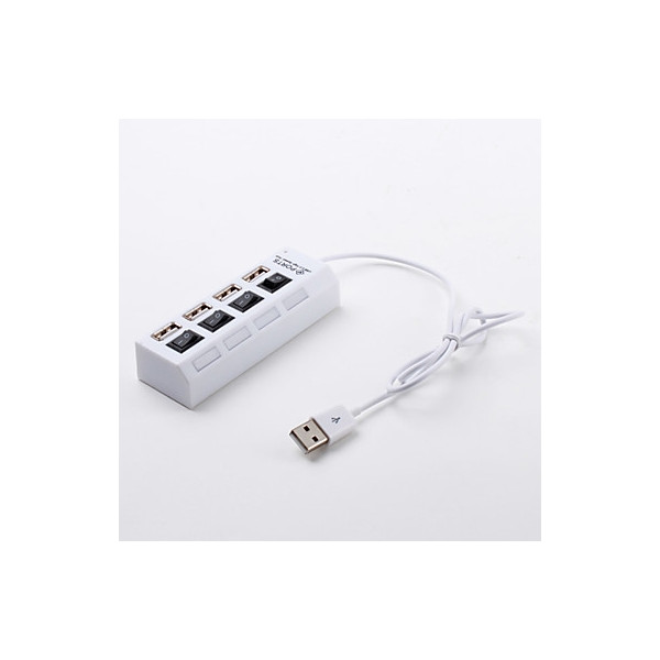 Hub 4 ports USB 2.0 avec switch et voyant (blanc)