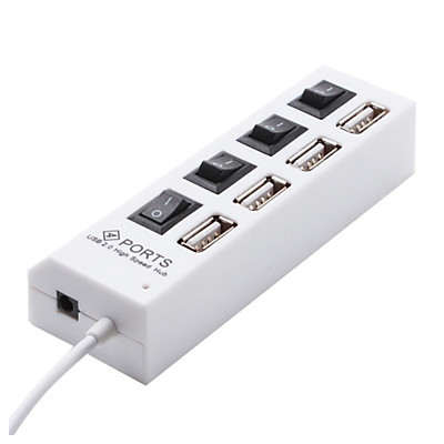 Hub 4 ports USB 2.0 avec switch et voyant (blanc)