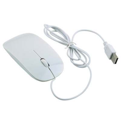 Souris plat design 1600dpi blanc avec eclairage rouge