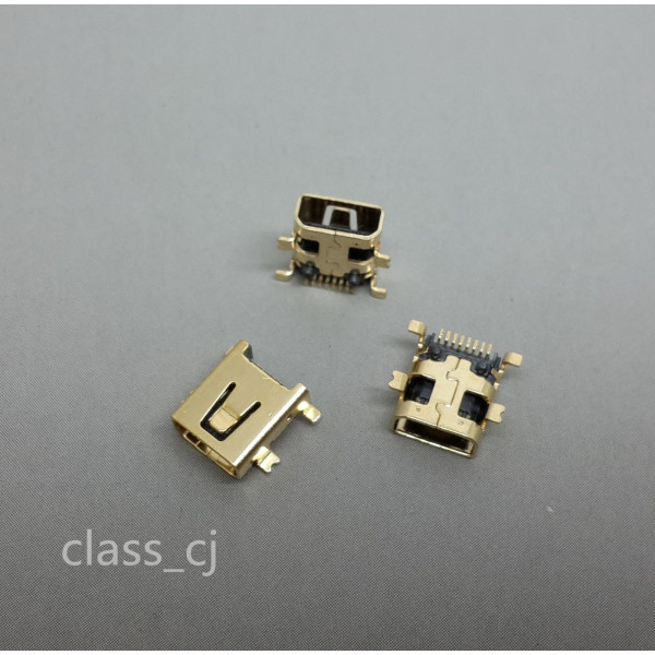 Connecteur Mini USB B a souder (8 pin pour l'usb)(4 points de fixation a plat)