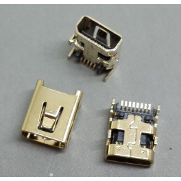 Connecteur Mini USB B a souder (8 pin pour l'usb)(4 points de fixation vertical)