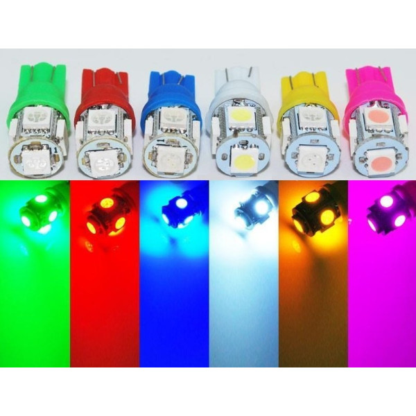Ampoule W5W T10 a 5 LED 12v pour voiture et moto