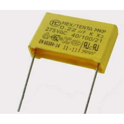 0.22uF 275v 220nf Polypropyléne MKP-X2 Empattement 22mm