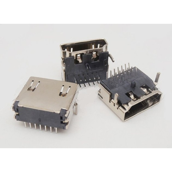 Connecteur HDMI femelle 90 °  3 Ligne pour 19 Pin Traversant 2 pattes de fixation modéle 1