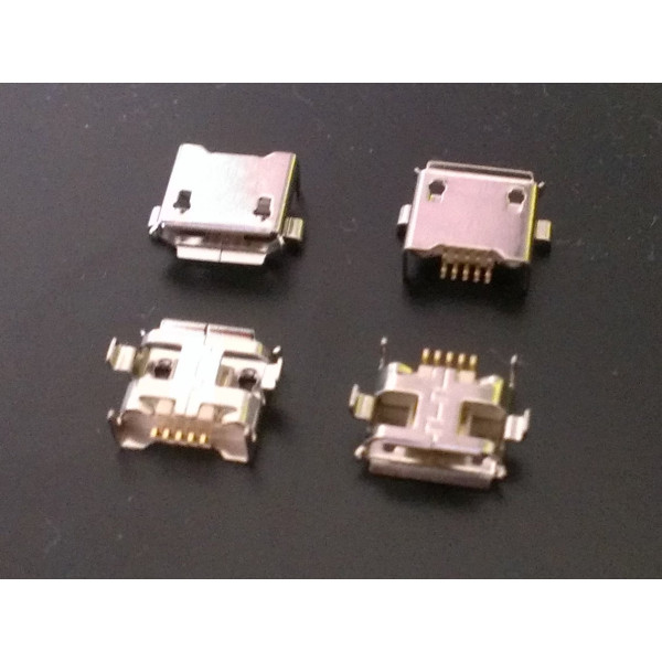 Connecteur micro USB B femelle a souder (fixation 2 points 90°centrale écartées)(5 pattes pour l'USB) Pour HP Slate 7 ou 8