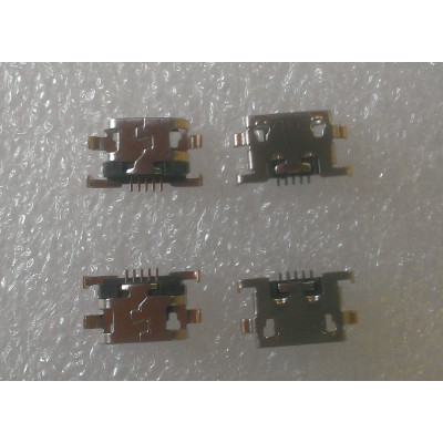 Connecteur micro USB B femelle a souder (fixation 4 points ecartés 90°central) (5 points pour l'USB) sans levres