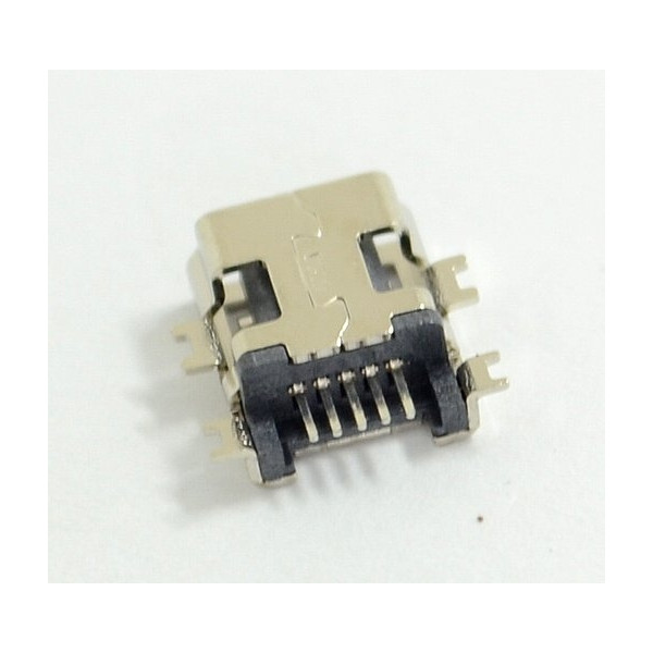 Connecteur Mini USB AB corps et pattes longues(5 pin pour l'usb)(4 points de fixation a plat central)