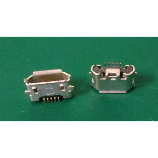 Connecteur micro USB B femelle a souder (fixation 2 points a plat)(5 pattes longues pour l'USB)