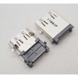 Connecteur HDMI femelle long a plat  1 Ligne 19 Pin 2 pattes verticales et horizontales a souder SMT