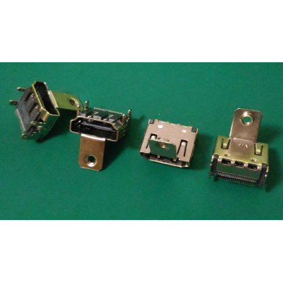 Connecteur HDMI femelle 19 Pin SMT 4 pattes a souder et 1 a visser