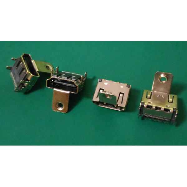 Connecteur HDMI femelle 19 Pin SMT 4 pattes a souder et 1 a visser