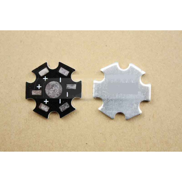 Support noir etoile LED 1W ou 3W avec refroidisseur 