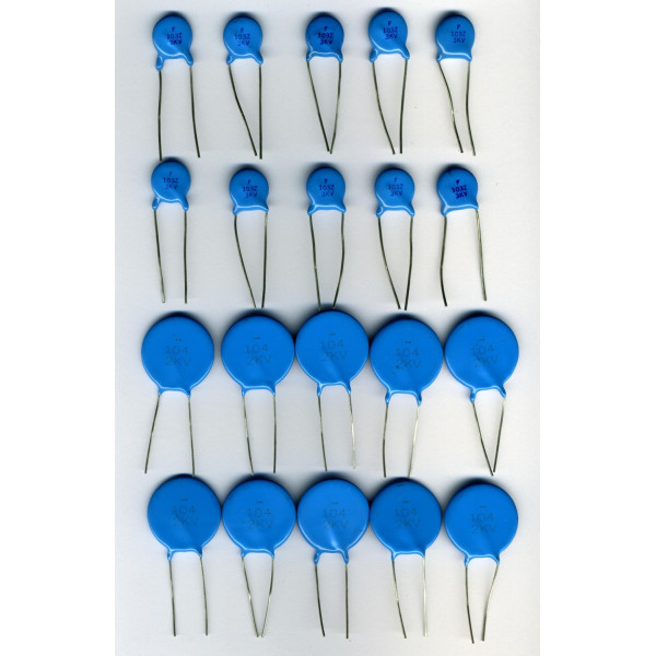 100nF 1kV 104 Condensateur Céramique haute tension bleu empattement 5mm