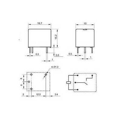 Relais 12v JQC-3FF-12VDC-1HS (551) , 4 broches