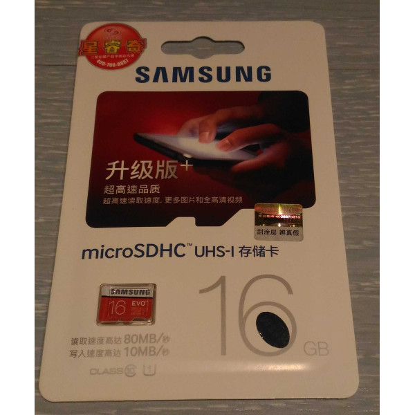 Carte Mémoire Samsung 16G Micro SD Classe 10 SDHC SDXC 80 MB/s Grade EVO +