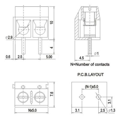 Connecteur KF301-2P bornier Vert