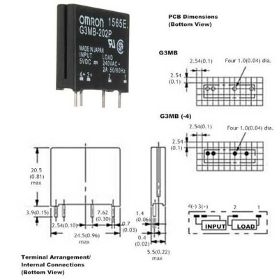 Relais OMRON G3MB-202P DC-AC PCB SSR 5VDC,240 VAC 2A