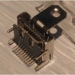 Connecteur HDMI femelle 90 °  2 Ligne pour 19 Pin 4 pattes a souder et 1 a visser