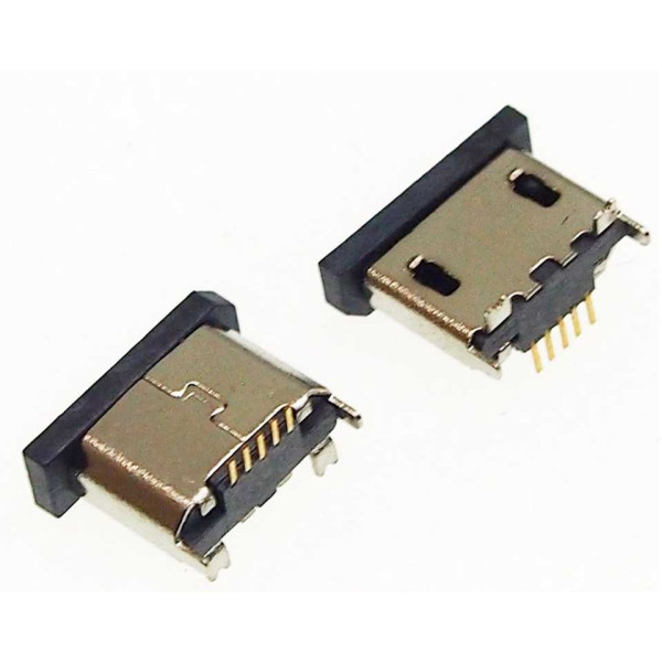 Connecteur micro USB femelle fixation verticale soudure SMT