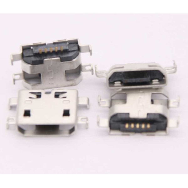 Connecteur micro USB B femelle a souder (fixation 4 points ecartés 90°central) (5 points pour l'USB pattes courtes)