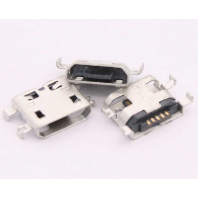 Connecteur micro USB B femelle a souder (fixation 4 points ecartés 90°central) (5 points pour l'USB pattes courtes)