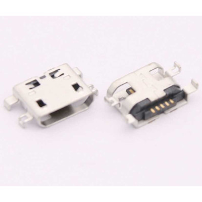 Connecteur micro USB B femelle a souder (fixation 4 points ecartés 90°central) (5 points pour l'USB pattes courtes)