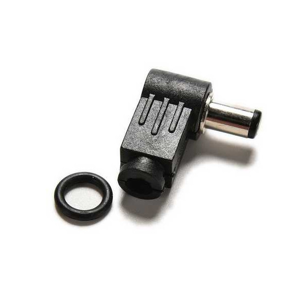 Connecteur Jack male DC a souder, angle droit, 90 degrees diametre:2.5mm diametre: 5.5mm