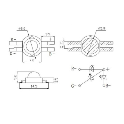LED CREE RGB 3W 4pin