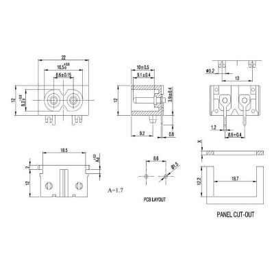 Connecteur d'alimentation AC250V 2.5A IEC320 C8 Male 2 broches 90 degrées