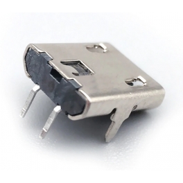 Connecteur micro USB B femelle a souder (fixation 2 points 90°)(2 pattes pour l'USB)