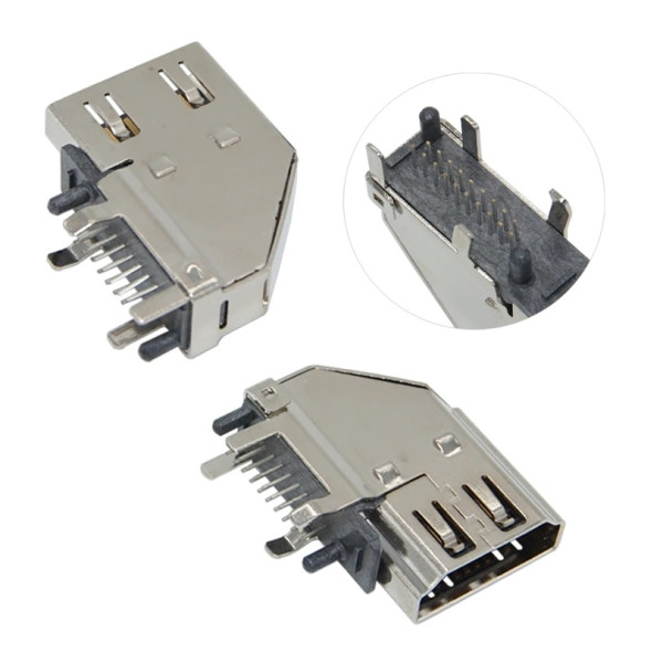 Connecteur HDMI femelle 4 points de fixation traversant 90° Verticale