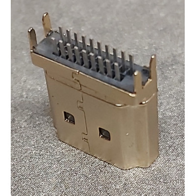 Connecteur HDMI Male 180 °  2 Ligne pour 19 Pin 4 pattes a souder 