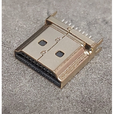 Connecteur HDMI Male 180 °  2 Ligne pour 19 Pin 4 pattes a souder 