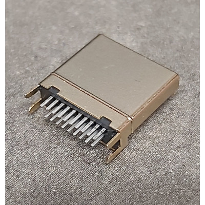 Connecteur HDMI Male 180 °  2 Ligne pour 19 Pin 4 pattes a souder 