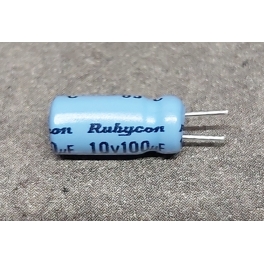 100µF 10v 100uf radial d:5mm h:11mm Rubycon