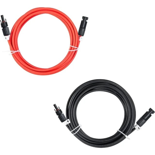 Lot 2 allonges 1m câble solaire photovoltaïque 4mm² noir/rouge MC4 montés