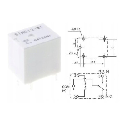 Relais FBR51ND12-W1 25A 12VDC  5 Broches 51ND12-W1