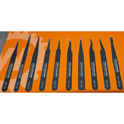 Set de 10 brucelles anti-statique avec pochette