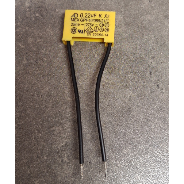 0.22uF 275v 220nf Polypropyléne MEX-X2  carli empattement 22mm sur fils