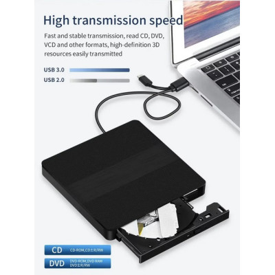 Lecteur graveur DVD RW CD externe 2-en-1 USB3.0 + type-c