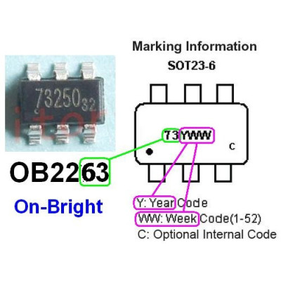 OB2263MP OB2263 contrôleur PWM SOT23-6