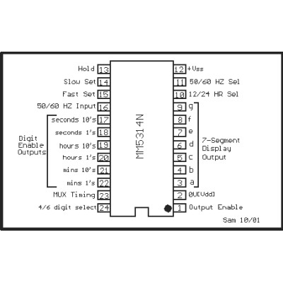 MM5314N Horloge digitale avec alarme