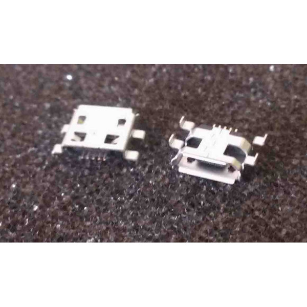 Connecteur micro USB B femelle a souder (fixation 4 points ecartés 90° central) (5 points pour l'USB pattes courtes)