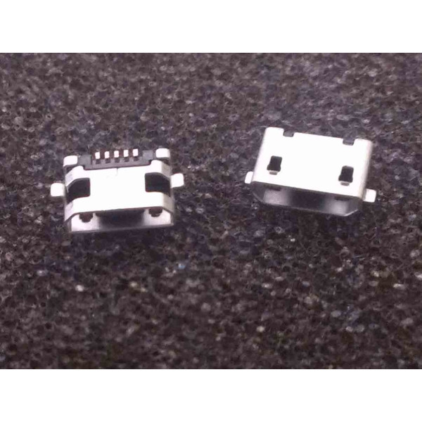 Connecteur micro USB B femelle a souder (fixation 2 points a plat)(5 pattes courtes pour l'USB)