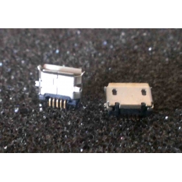 Connecteur micro USB B femelle a souder (fixation 2 points a plat)(5 pattes longues pour l'USB)