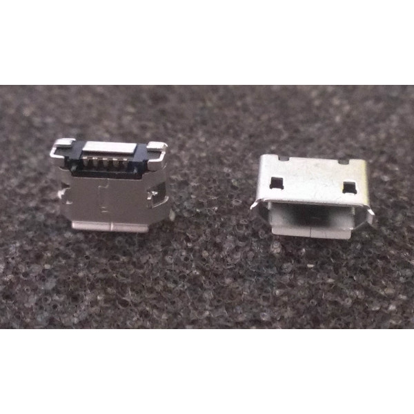 Connecteur micro USB B femelle a souder (fixation 2 points 90°)(5 pattes courtes pour l'USB) modéle 1